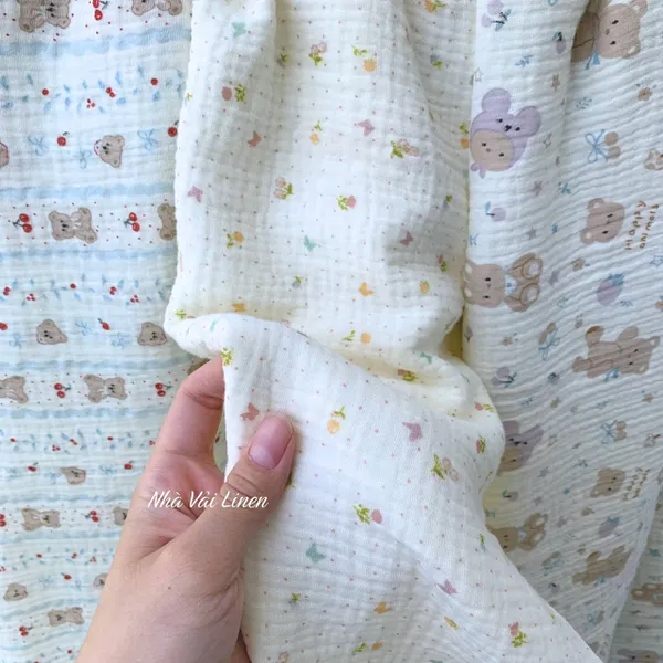 Xô muslin cao cấp 2 lớp hoạ tiết hoa bướm