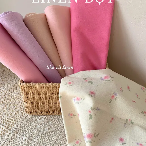 Vải linen bột hoa hồng tím