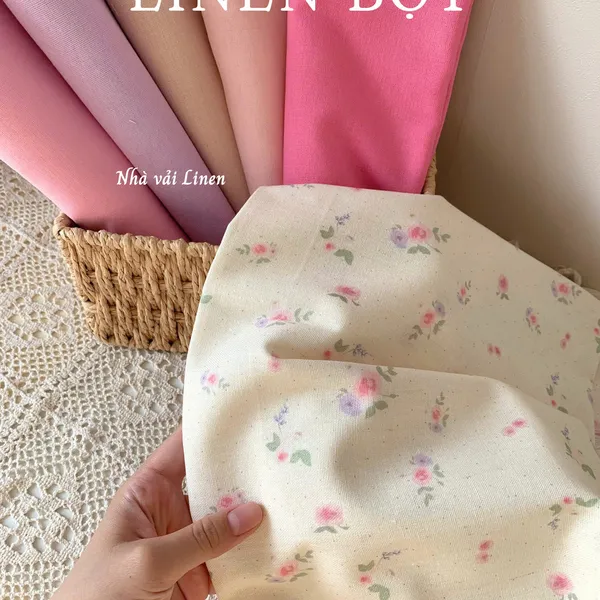 Vải linen bột hoa hồng tím