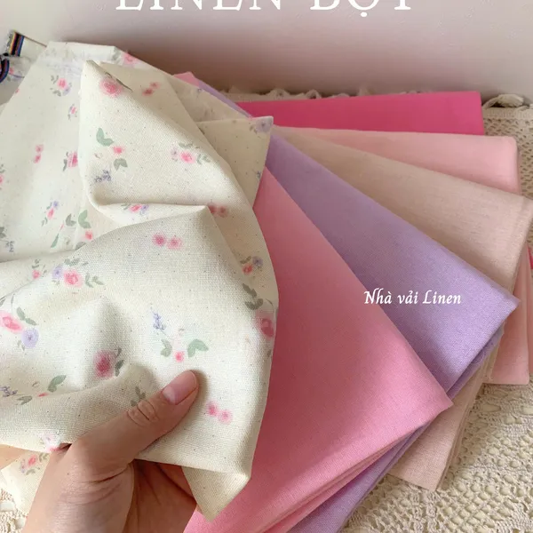 Vải linen bột hoa hồng tím
