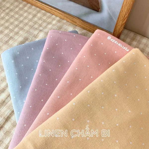 Vải linen bột chấm bi