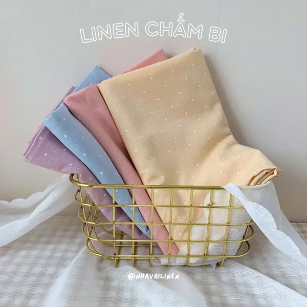 Vải linen bột chấm bi