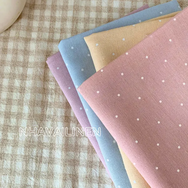 Vải linen bột chấm bi