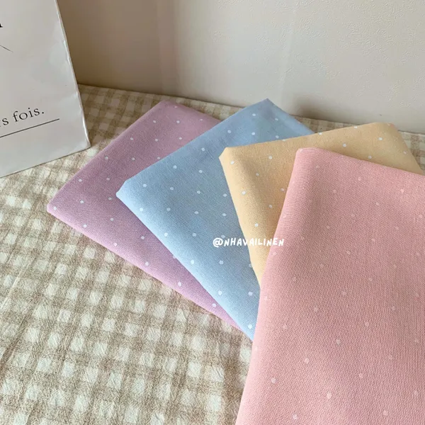 Vải linen bột chấm bi