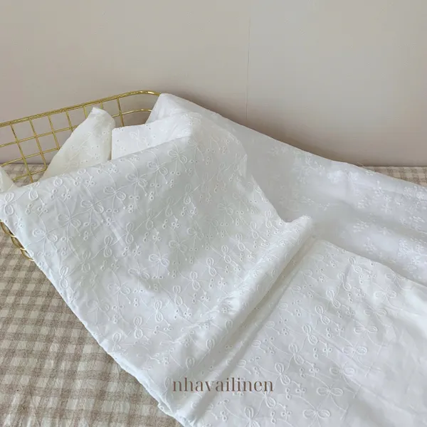 Vải boi thêu nơ dây