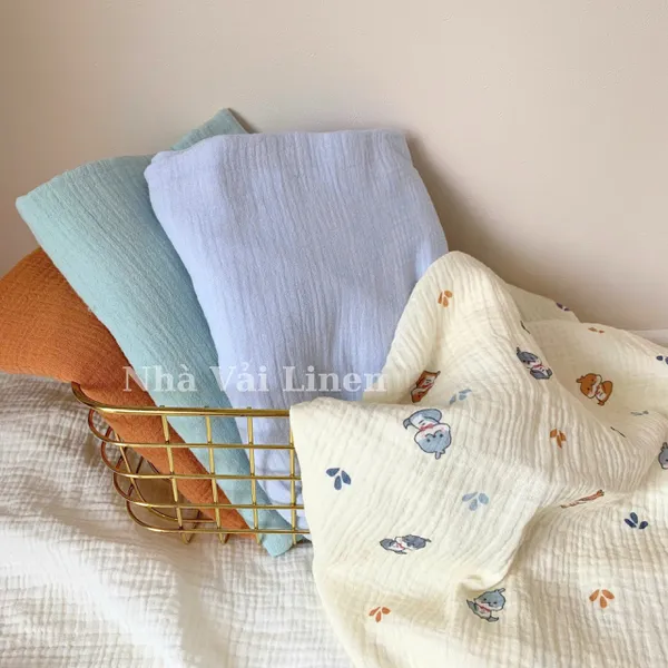 Xô muslin cao cấp 2 lớp hoạ tiết bé na