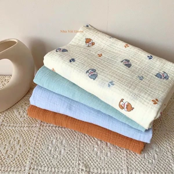Xô muslin cao cấp 2 lớp hoạ tiết bé na