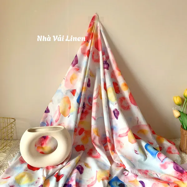 Vải cotton hoạ tiết đa sắc