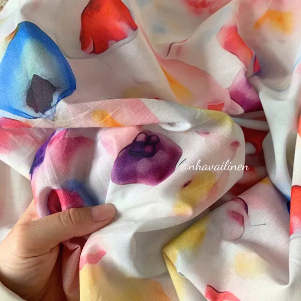 Vải cotton hoạ tiết đa sắc