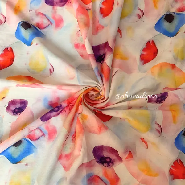 Vải cotton hoạ tiết đa sắc