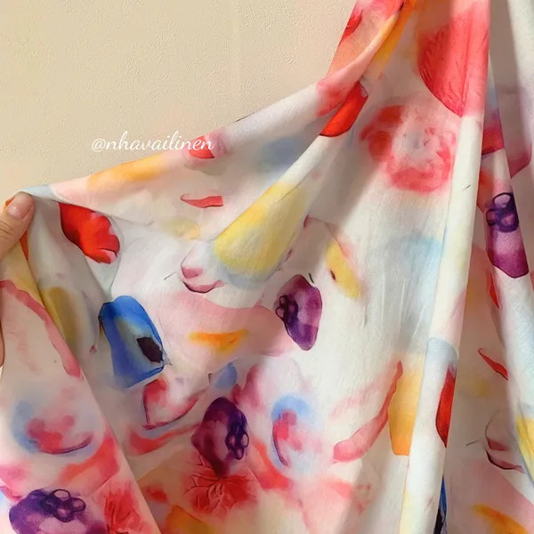 Vải cotton hoạ tiết đa sắc