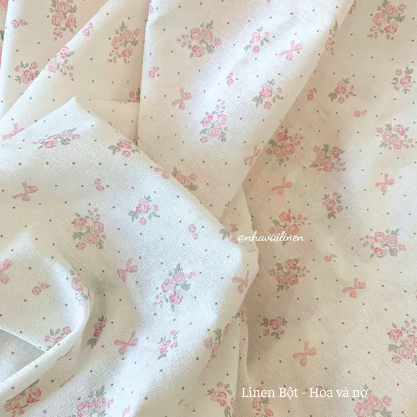 Vải linen bột hoa và nơ