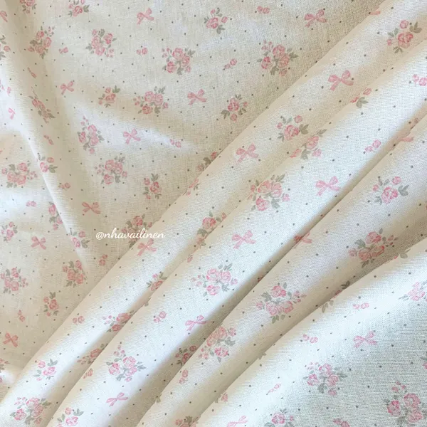 Vải linen bột hoa và nơ