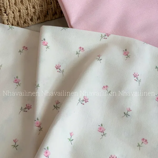 Vải linen bột hoa chuông nhỏ