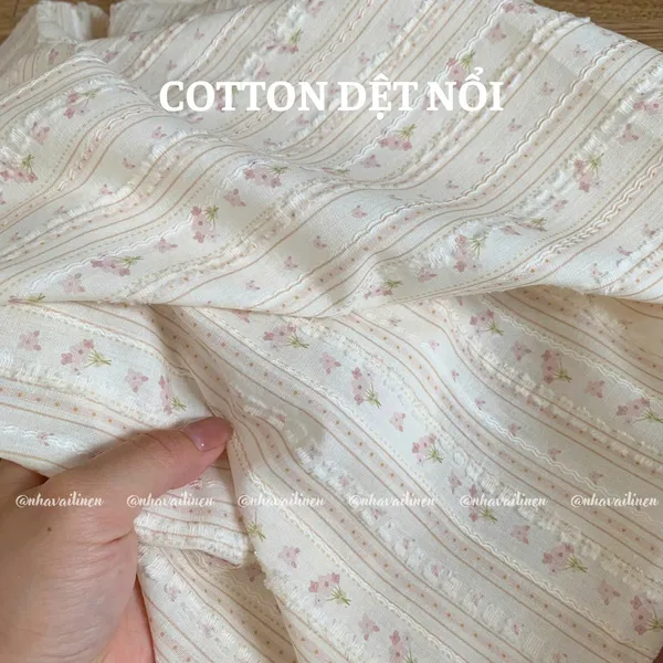 COTTON DỆT NỔI HOA HỒNG ĐẤT