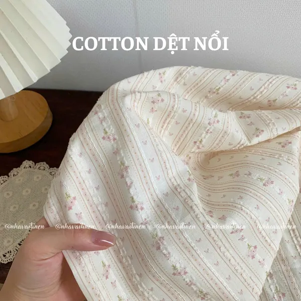 COTTON DỆT NỔI HOA HỒNG ĐẤT