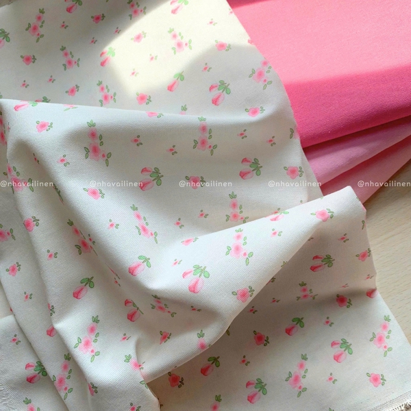 Vải linen bột hoa diên vỹ