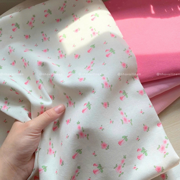 Vải linen bột hoa diên vỹ