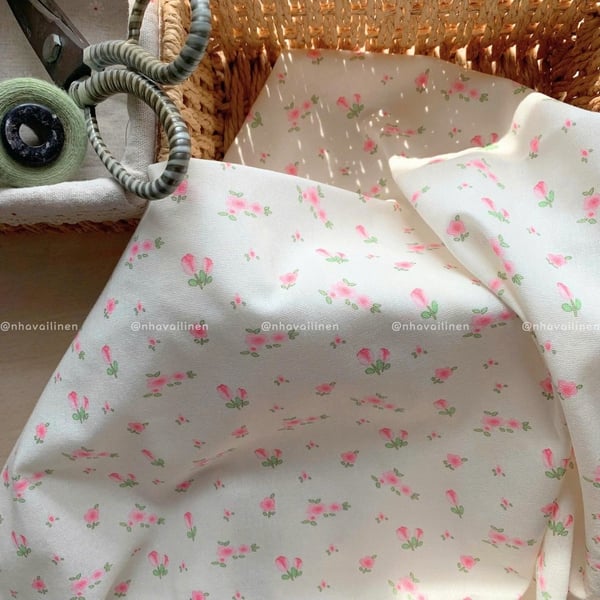 Vải linen bột hoa diên vỹ