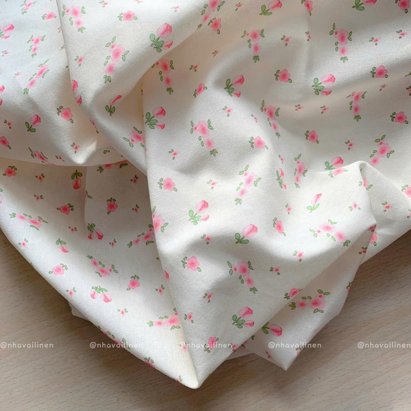 Vải linen bột hoa diên vỹ