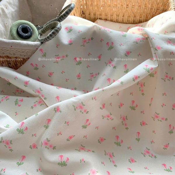 Vải linen bột hoa diên vỹ