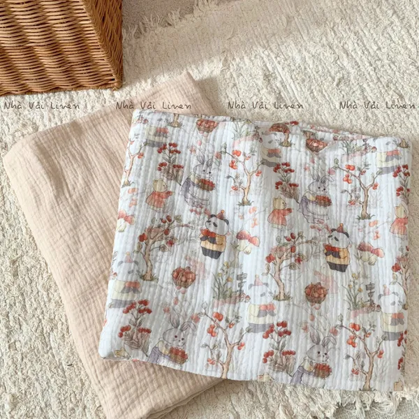 Xô muslin cao cấp 2 lớp hoạ tiết panda