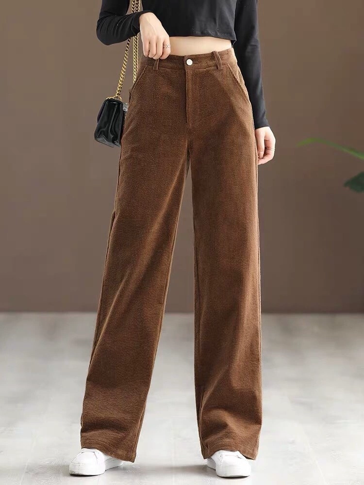 Vải nhung tăm dầy may quần ống suông cực tôn dáng Vải nhung tăm dầy may quần ống suông cực tôn dáng