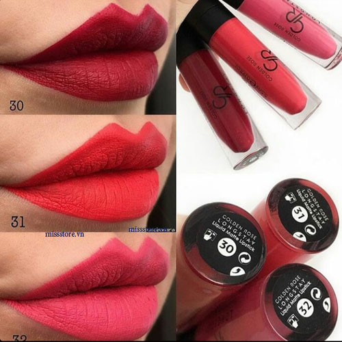 Son Kem Lì Golden Rose Longstay Liquyd Matte lipstick 30, 31, 32 Son Kem Lì Golden Rose Longstay Liquyd Matte lipstick 30, 31, 32
