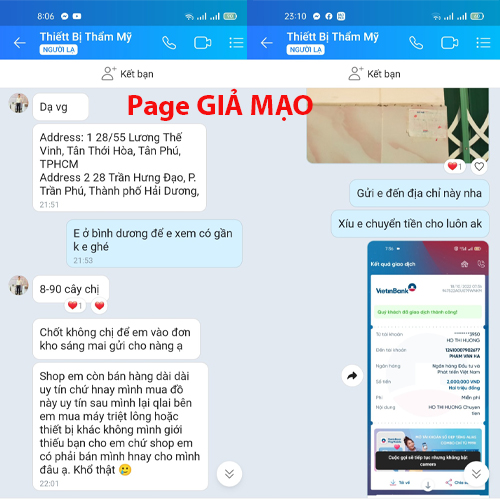 Cảnh báo page lừa đảo, lấy địa chỉ Thiết bị Spa Tín Thành để lừa tiền cọc khách hàng Cảnh báo page lừa đảo, lấy địa chỉ Thiết bị Spa Tín Thành để lừa tiền cọc khách hàng