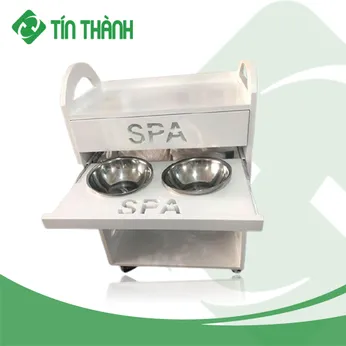 Kệ xe đẩy gỗ 3 tầng spa