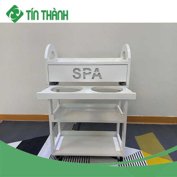 Kệ xe đẩy gỗ 3 tầng spa