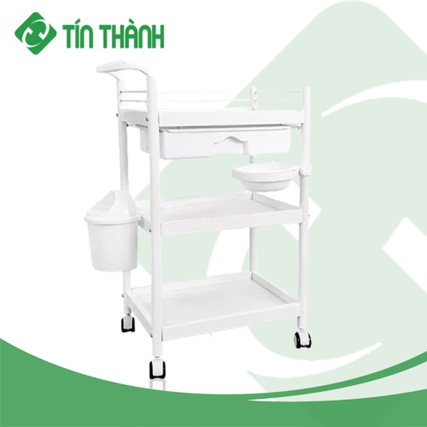 Xe đẩy spa 3 tầng có thùng rác cao cấp