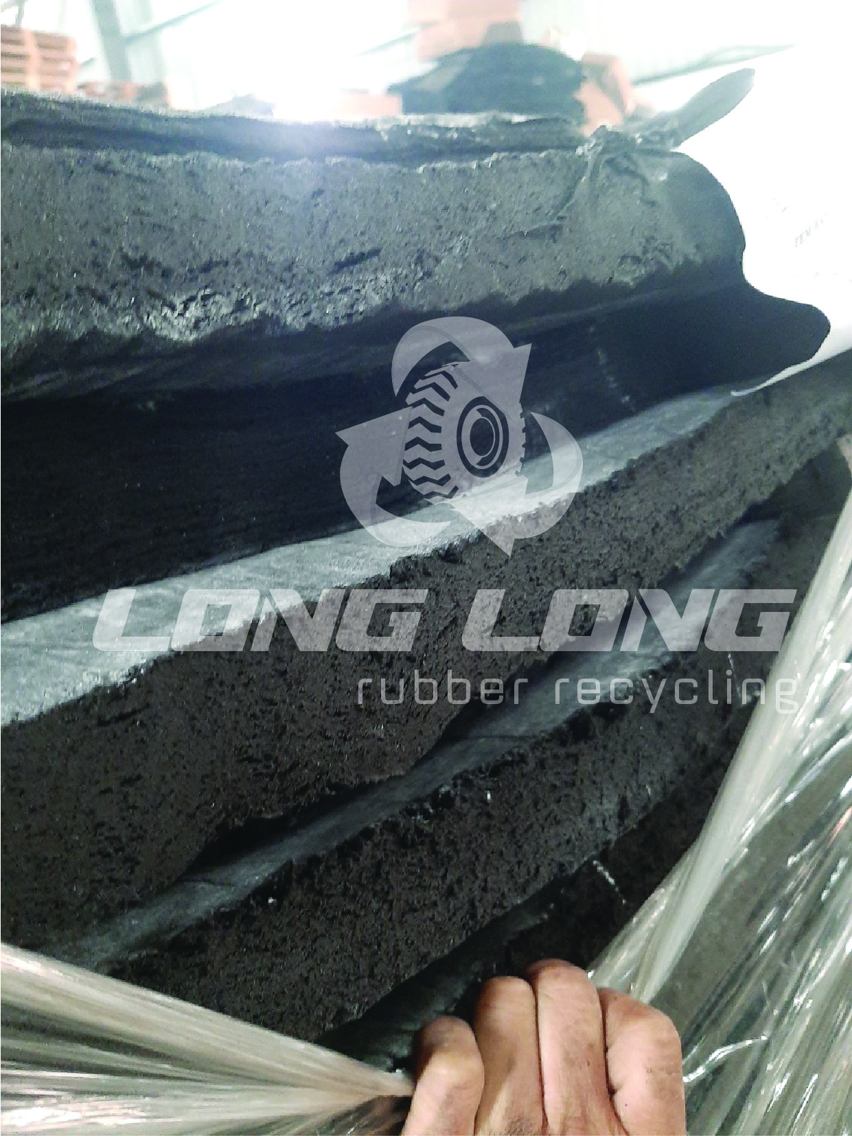 reclaimed rubber produced from recycled truck tires 