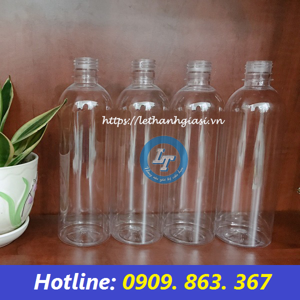 chai nhựa tròn cao nắp đen 500ml chai nhựa tròn cao nắp đen 500ml