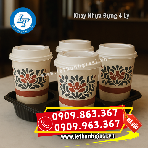 khay nhựa đựng 4 ly thức uống tiện di chuyển khay nhựa đựng 4 ly thức uống tiện di chuyển