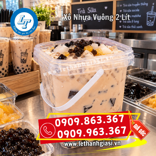 bán xô nhựa vuông 2 lít giá sỉ đựng trà sữa bán xô nhựa vuông 2 lít giá sỉ đựng trà sữa
