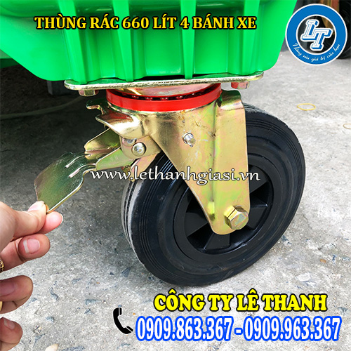 bánh xe thùng rác 660 lít có khóa cố định bánh xe thùng rác 660 lít có khóa cố định