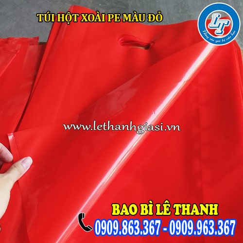 túi hột xoài pe màu đỏ bề mặt bóng láng dễ in ấn túi hột xoài pe màu đỏ bề mặt bóng láng dễ in ấn