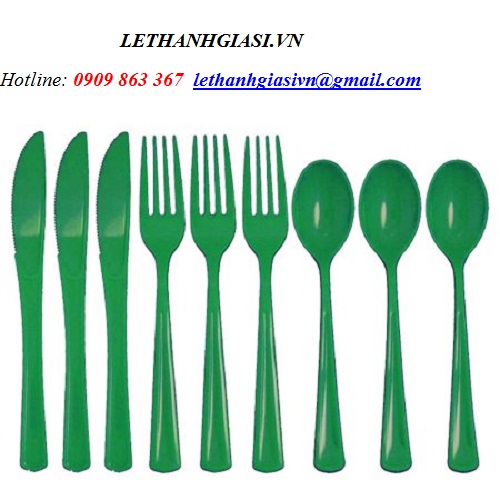 dao muỗng nĩa nhựa màu xanh dao muỗng nĩa nhựa màu xanh