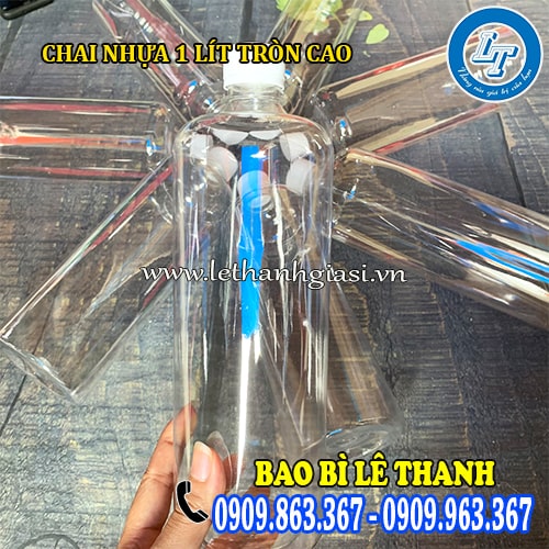 Chai nhựa 1 lít tròn cao dày đẹp giá rẻ Chai nhựa 1 lít tròn cao dày đẹp giá rẻ