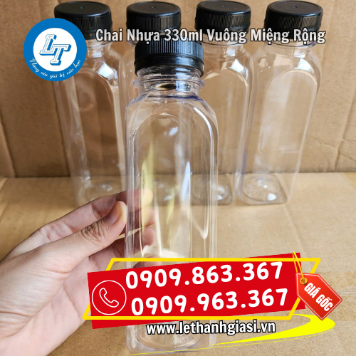 chai nhựa 330ml vuông miệng rộng chai nhựa 330ml vuông miệng rộng