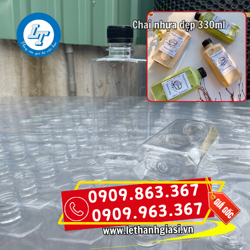 chai nhựa dẹp 330ml đựng trà sữa nước ép chai nhựa dẹp 330ml đựng trà sữa nước ép