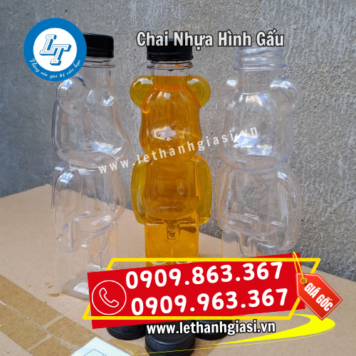 chai nhựa hình gấu đựng trà sữa nước ép chai nhựa hình gấu đựng trà sữa nước ép
