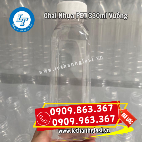 chai nhựa pet 330ml vuông miệng rộng nắp trắng chai nhựa pet 330ml vuông miệng rộng nắp trắng