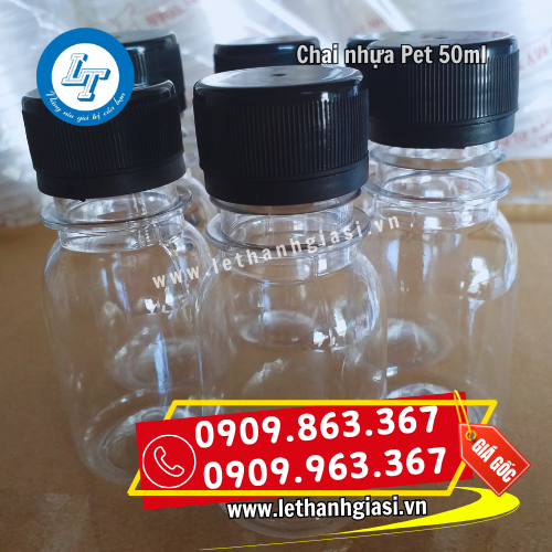 chai nhựa pet 50ml tròn nắp đen chai nhựa pet 50ml tròn nắp đen