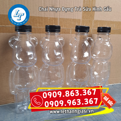 chai nhựa đựng trà sữa hình gấu bán giá rẻ chai nhựa đựng trà sữa hình gấu bán giá rẻ