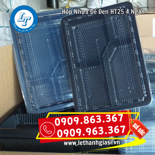 hộp nhựa đế đen 4 ngăn HT25 hộp nhựa đế đen 4 ngăn HT25