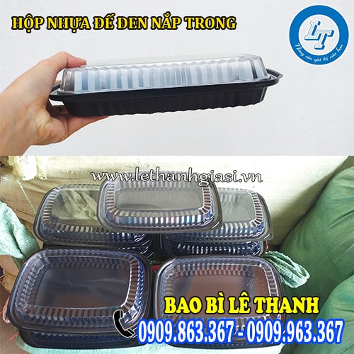 Hộp nhựa đế đen nắp trong giá rẻ Hộp nhựa đế đen nắp trong giá rẻ