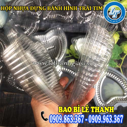 hộp nhựa đựng bánh hình trái tim thiết kế nắp gập hộp nhựa đựng bánh hình trái tim thiết kế nắp gập