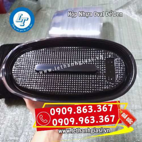 hộp nhựa oval có đế màu đen cứng chắc hộp nhựa oval có đế màu đen cứng chắc